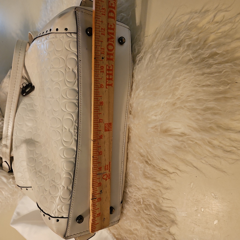 Coach EDIE Signature Embossed Handbag with Rivets - Picture 9 of 12